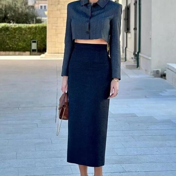 NWT ZARA ZW COLLECTION WOOL PENCIL SKIRT $89.9 Sz-S - Picture 9 of 12